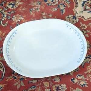 Corelle "Blue Snowflake" 12 1/4 Inch Oval Platter